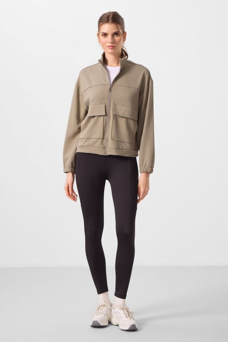 Übergroßer Cropped Stricktop mit Reißverschluss am Hals - Image 1