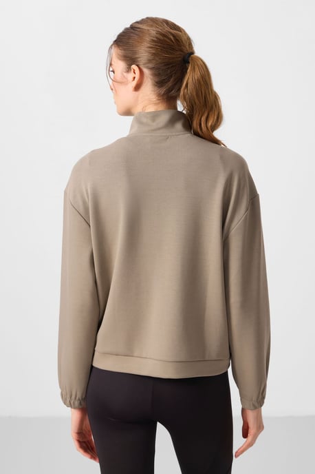 Übergroßer Cropped Stricktop mit Reißverschluss am Hals - Image 5