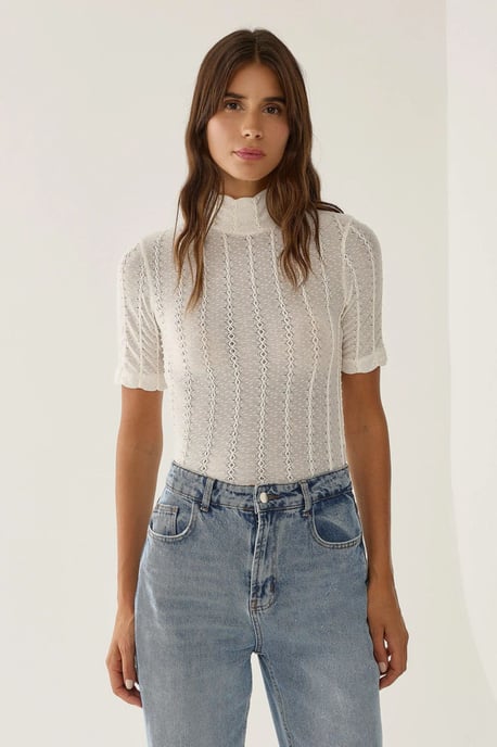 Kabelstrick-Halbturtleneck-Bluse - Image 1