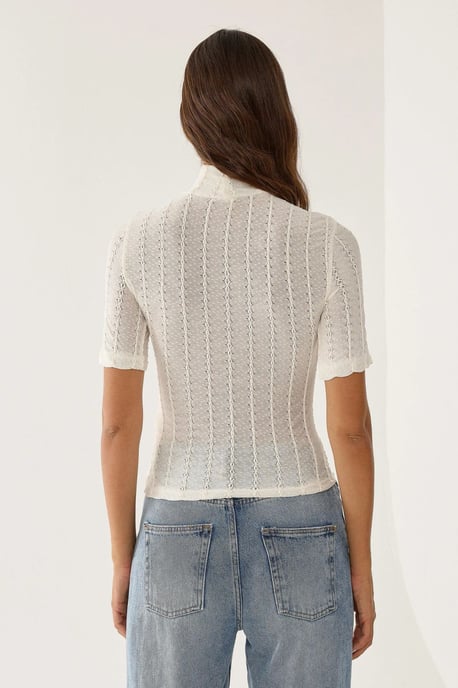 Kabelstrick-Halbturtleneck-Bluse - Image 3