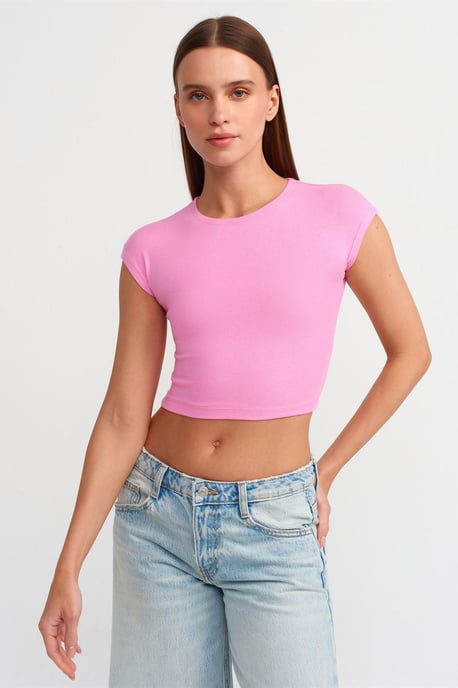 Slim Fit Crop-Jersey-Bluse - Image 1