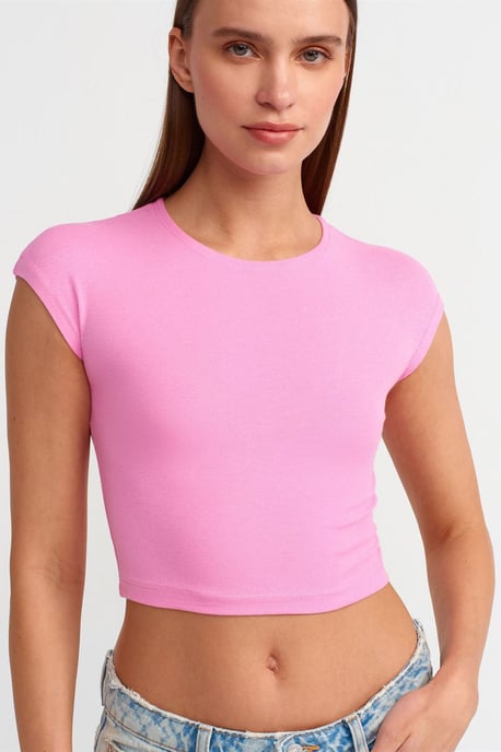 Slim Fit Crop-Jersey-Bluse - Image 4