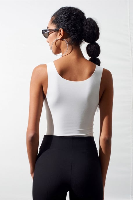 Taillierte ärmellose Baumwollmischung Cami-Bluse - Image 3