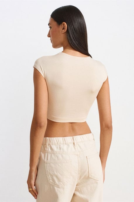 Slim Fit Crop-Jersey-Bluse - Image 2