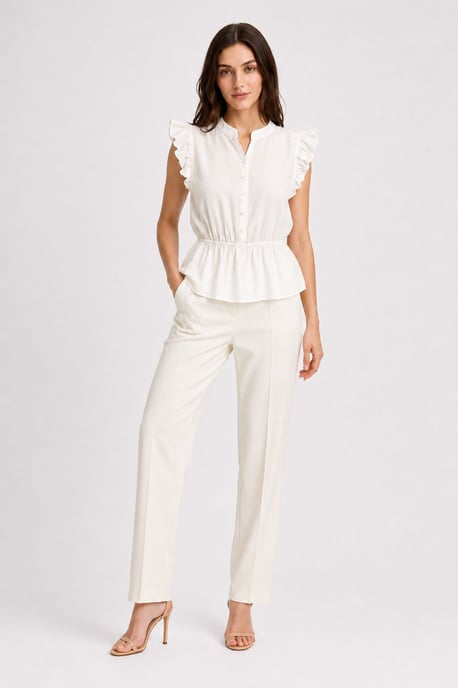 Strukturierte Jacquard-Peplum-Bluse - Image 3