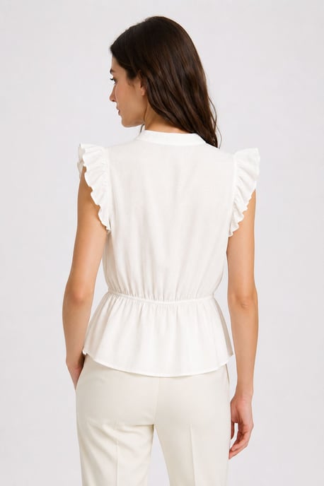 Strukturierte Jacquard-Peplum-Bluse - Image 4