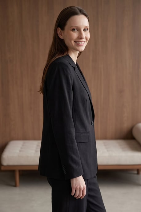 MyFashion Damenblazerjacke aus Crepe - Schwarz - Image 6