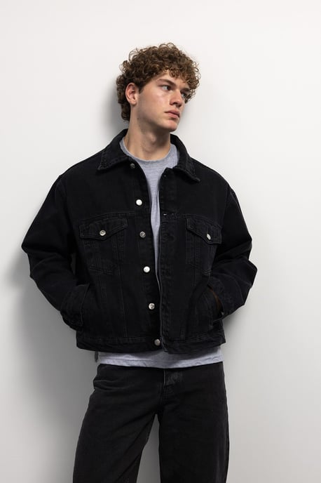 Denimknopfjacke mit Tasche - Image 2