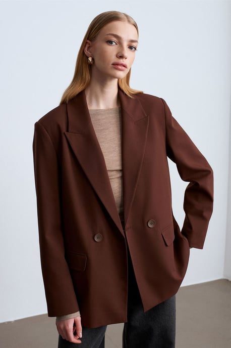 Übergroßer langer Crepe-Blazer-Jacke - Image 2