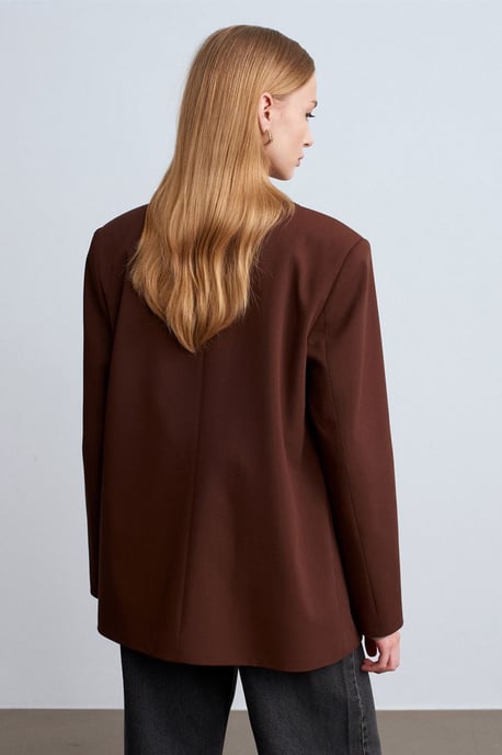 Übergroßer langer Crepe-Blazer-Jacke - Image 3