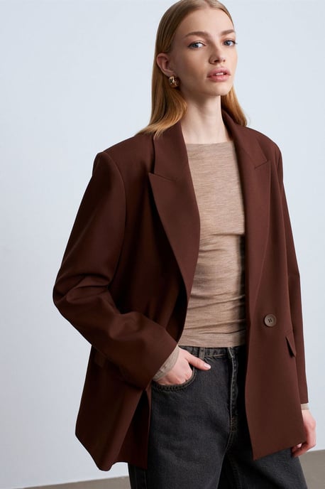 Übergroßer langer Crepe-Blazer-Jacke - Image 4