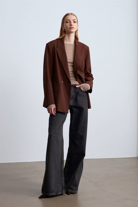 Übergroßer langer Crepe-Blazer-Jacke - Image 5