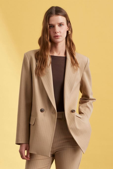 Gestreifter Crepe-Blazer mit Schalkragen - Image 3