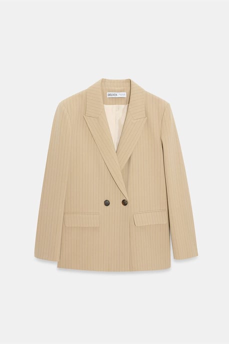Gestreifter Crepe-Blazer mit Schalkragen - Image 5