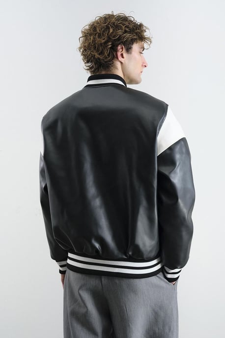 Farbblockierte Kunstleder Bomberjacke - Image 2