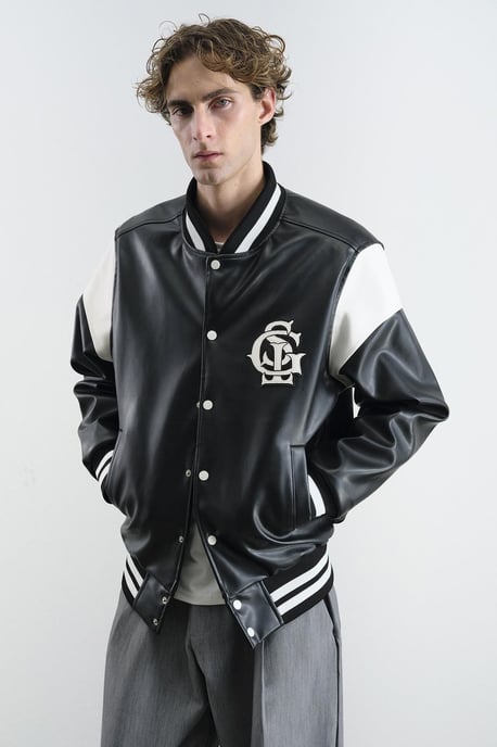 Farbblockierte Kunstleder Bomberjacke - Image 3