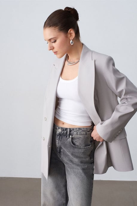 Langes Crepe-Blazer-Jackett - Image 1