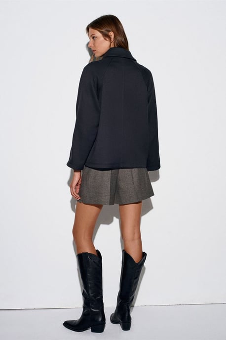 Oversized Plüsch Gewebte Knopfjacket - Image 2