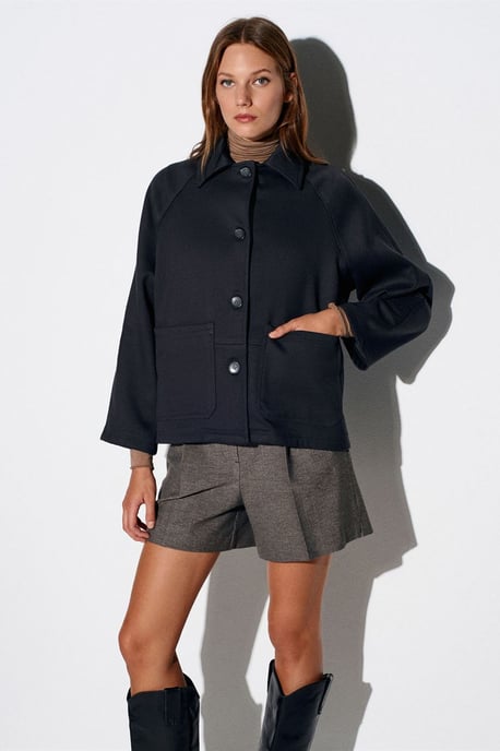 Oversized Plüsch Gewebte Knopfjacket - Image 3