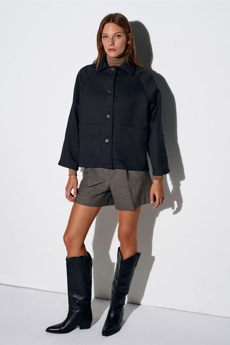 Oversized Plüsch Gewebte Knopfjacket - Image 5