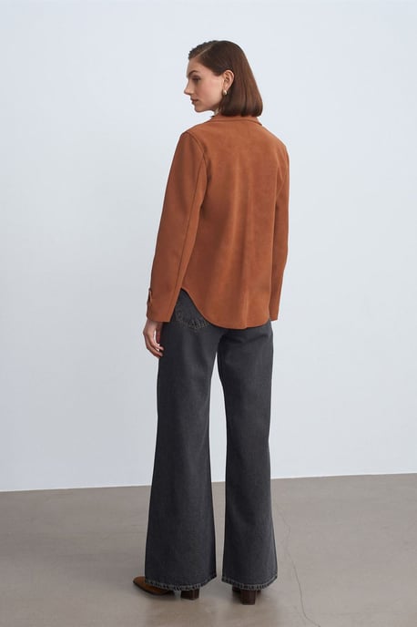 Damen Kunstsuede Knopfjacke - Image 2