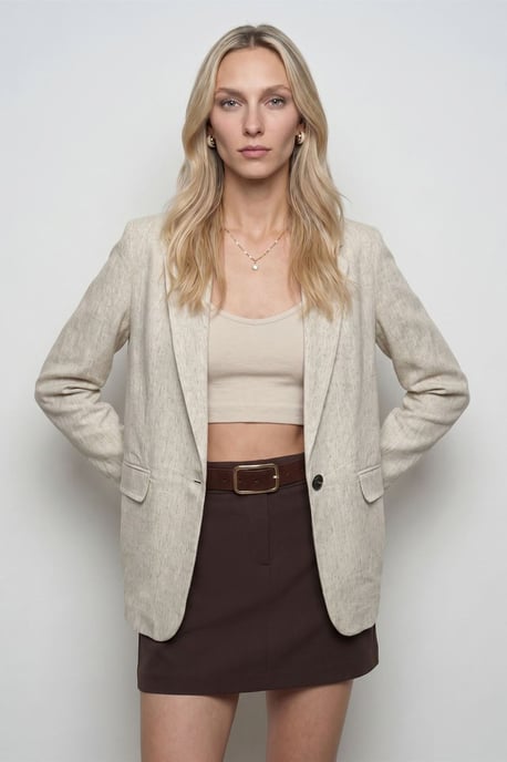Damen Woven Blazerjacke mit Schalkragen - Image 3