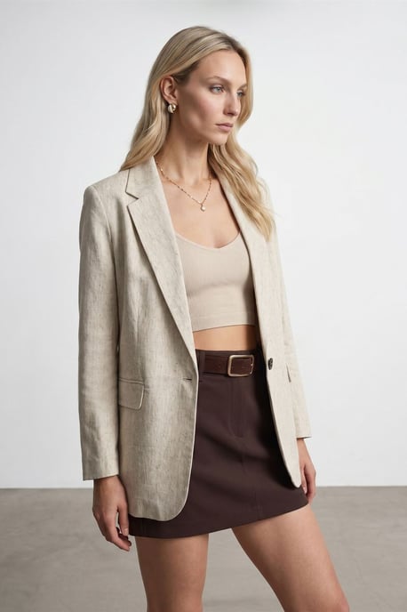 Damen Woven Blazerjacke mit Schalkragen - Image 4