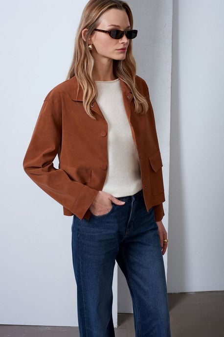 Damen-Crop-Jacke aus Kunstwildleder - Image 1