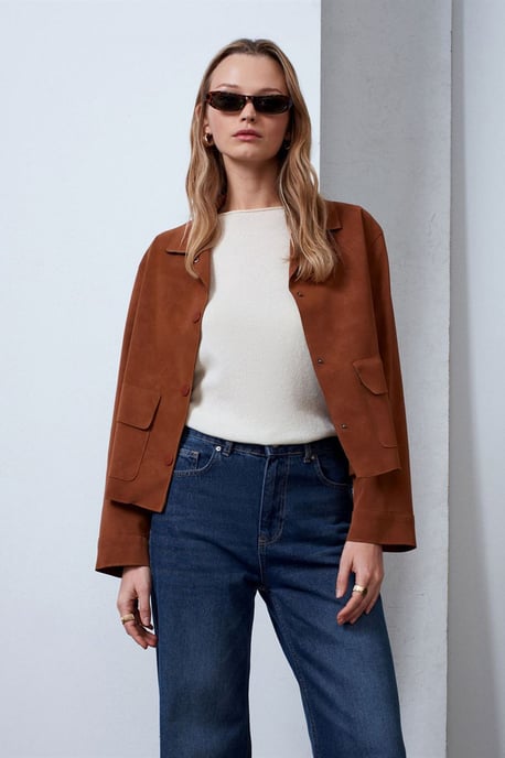 Damen-Crop-Jacke aus Kunstwildleder - Image 3
