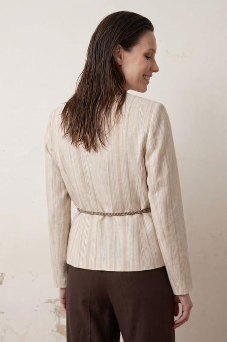 Gestreifte Popelinejacke mit Gürtel - Image 6
