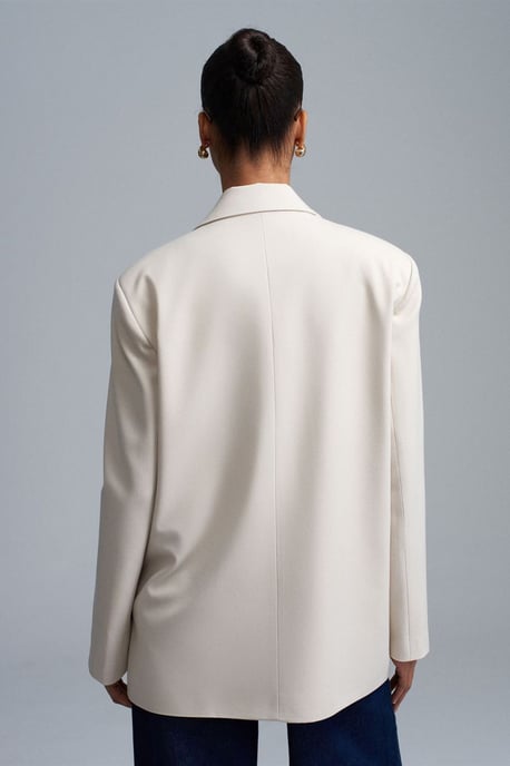 Langer Gewebter Blazer mit Schalkragen - Image 2