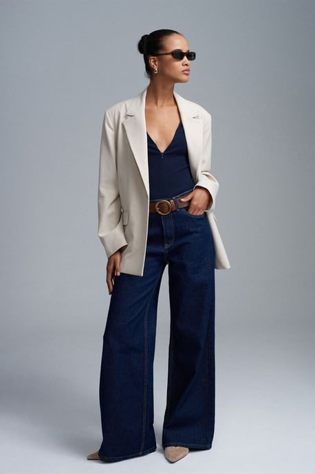 Langer Gewebter Blazer mit Schalkragen - Image 3