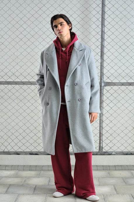 Lange geknöpfte Texturjacke - Image 1