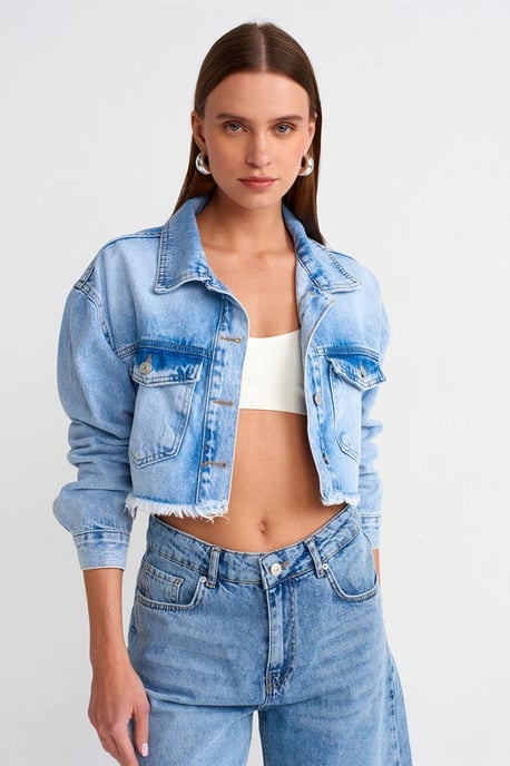 Gekürzte Denim-Pufferjacke - Image 3