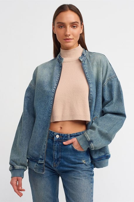 Übergroße Lange Jeans-Pufferjacke - Image 1