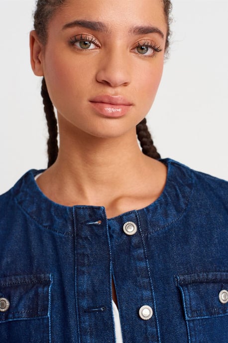 Damen Baumwoll-Denim-Pufferjacke - Image 3