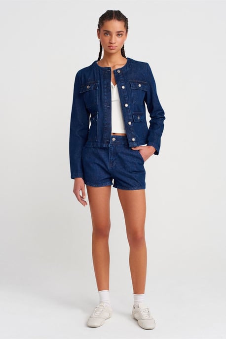 Damen Baumwoll-Denim-Pufferjacke - Image 4