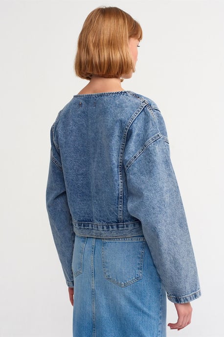 Damen Jeans-Bikerjacke mit Gürtel - Image 2
