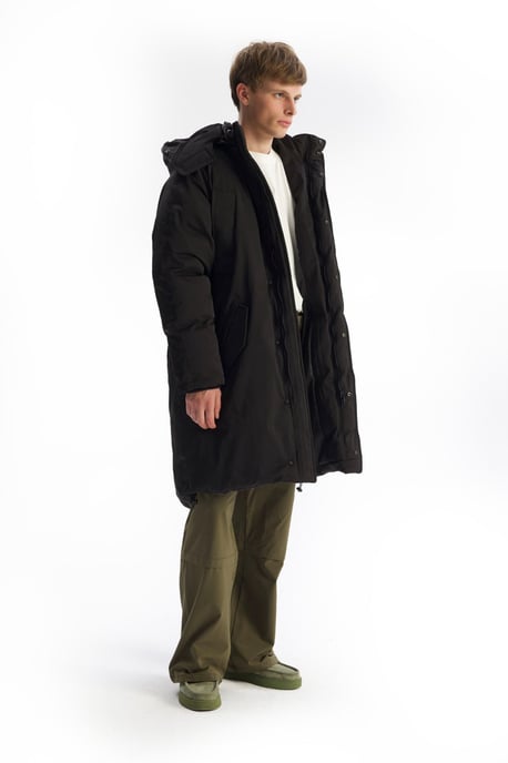 Kapuzenshirt Lange Pufferjacke mit Taschen - Image 5
