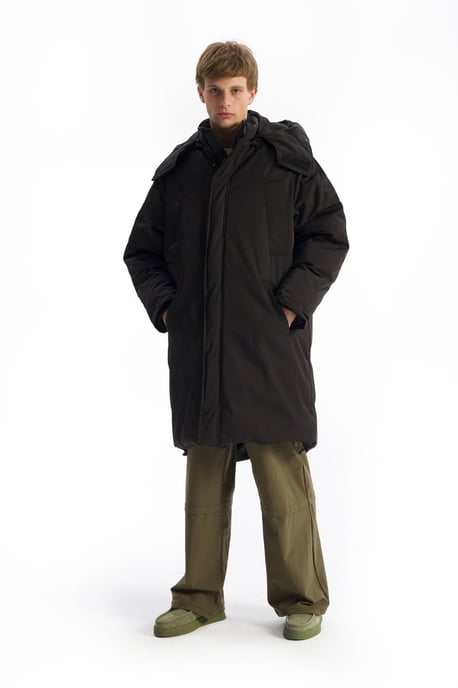 Kapuzenshirt Lange Pufferjacke mit Taschen - Image 6