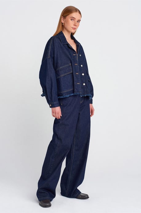 Überdimensionierte Baumwoll-Denim-Button-Jacke - Image 3