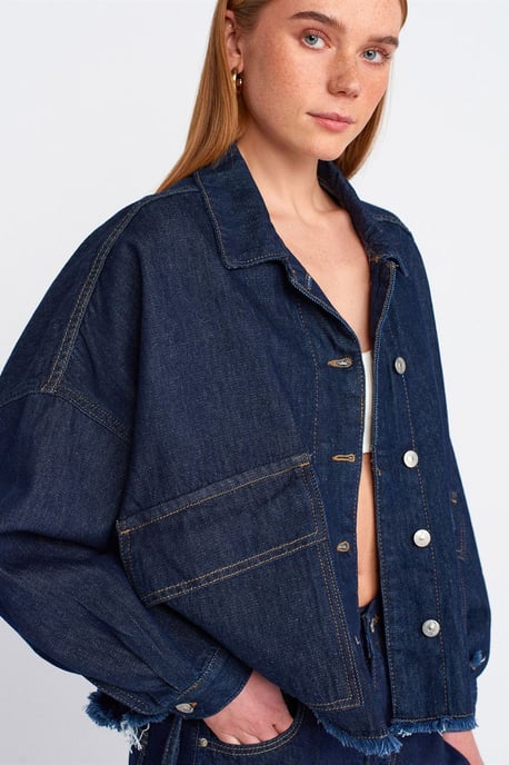 Überdimensionierte Baumwoll-Denim-Button-Jacke - Image 4
