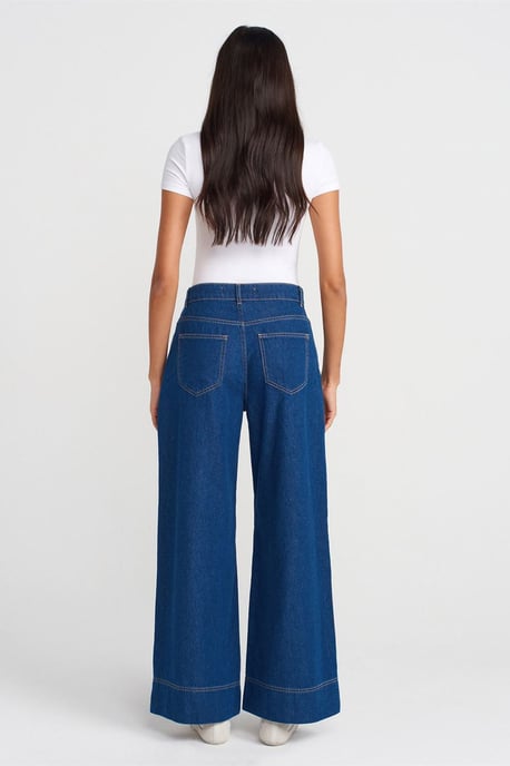 Hochtaillierte weit geschnittene Baumwoll-Jeans - Image 2