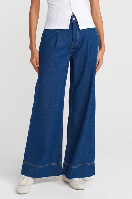 Hochtaillierte weit geschnittene Baumwoll-Jeans - Image 4