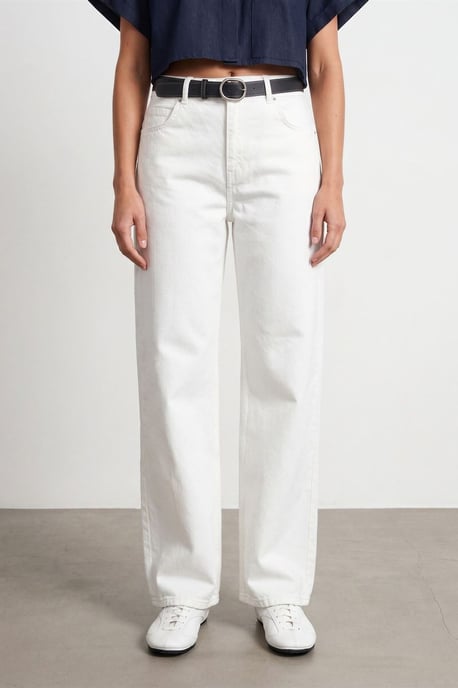 Hoch Taillenweite Bein Baumwoll-Denim-Jeans - Image 4