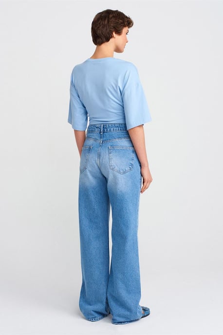 Hochtaillierte weit geschnittene Baumwoll-Jeans - Image 2