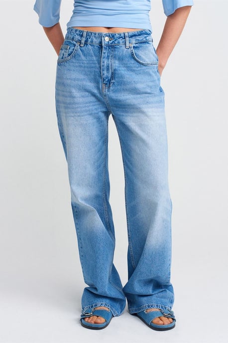 Hochtaillierte weit geschnittene Baumwoll-Jeans - Image 3