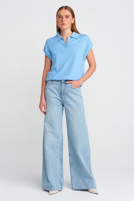 Hoch Taillenweite Bein Baumwoll-Denim-Jeans - Image 1