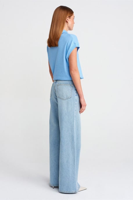 Hoch Taillenweite Bein Baumwoll-Denim-Jeans - Image 2