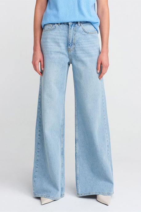 Hoch Taillenweite Bein Baumwoll-Denim-Jeans - Image 3